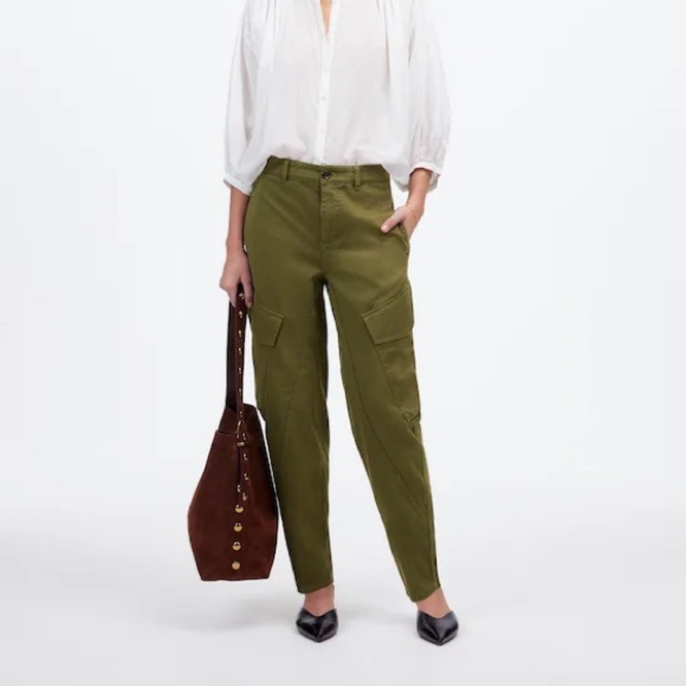 NWOT Madewell The Barrel-Leg Utility Pant in Garment-Dyed Twill Desert Olive 4